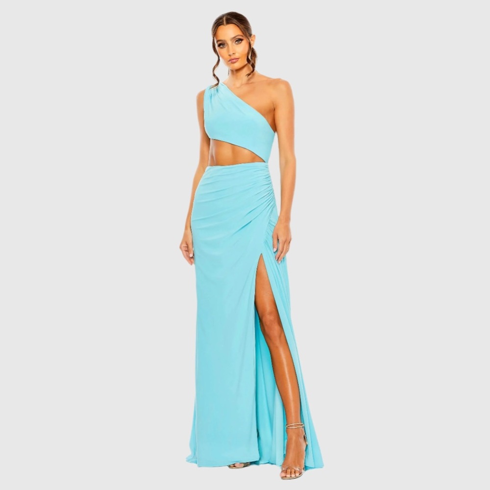 MAC DUGGAL Cut Out One Shoulder Ruched Back Gown
